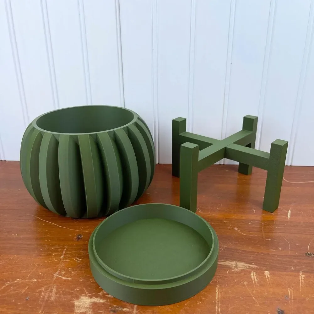 Jone Planter Pot, Indoor Planter w/ Drainage Hole and Drip Tray
